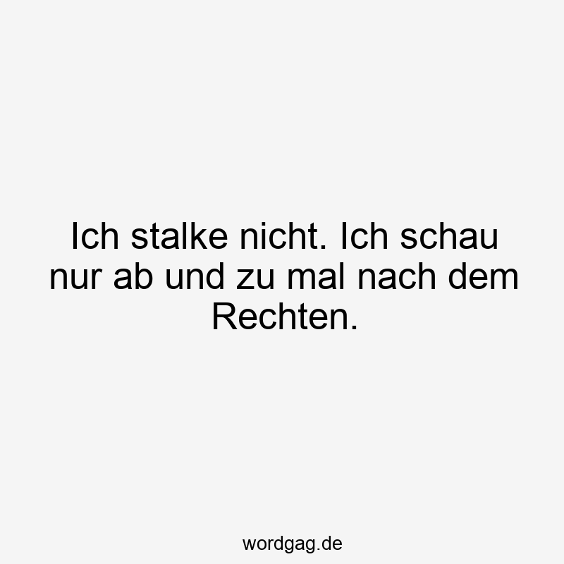 Lustige Sprüche: schauen - Ich stalke nicht. Ich schau nur ab und zu mal nach dem Rechten.