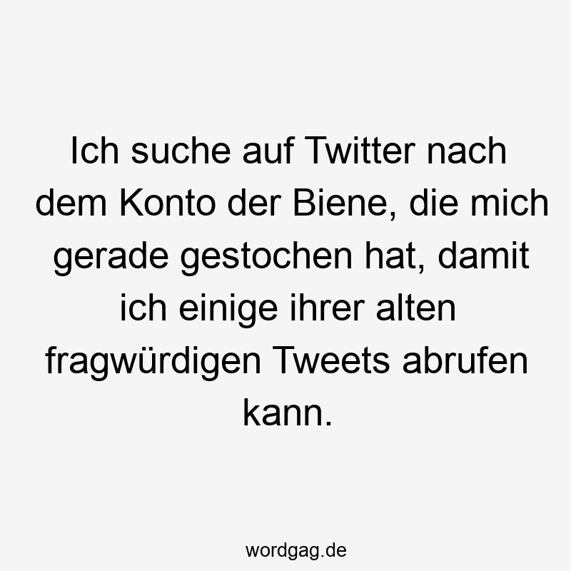 62 Lustige einige Sprüche - Ich suche auf Twitter nach dem Konto der Biene, die mich gerade gestochen hat, damit ich einige ihrer alten fragwürdigen Tweets abrufen kann.