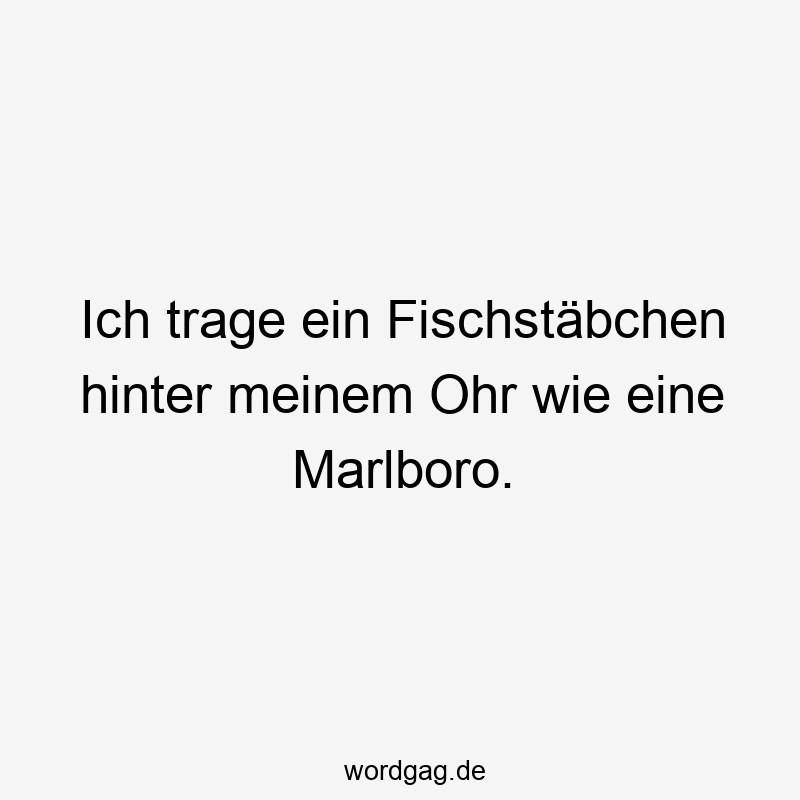Ich trage ein Fischstäbchen hinter meinem Ohr wie eine Marlboro.