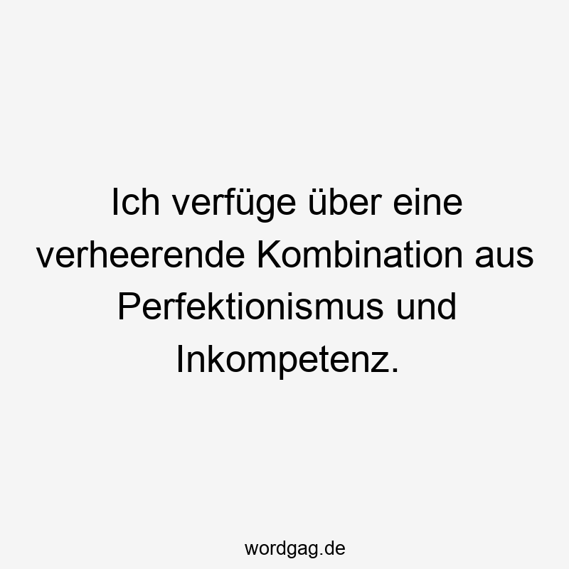 Ich verfüge über eine verheerende Kombination aus Perfektionismus und Inkompetenz.