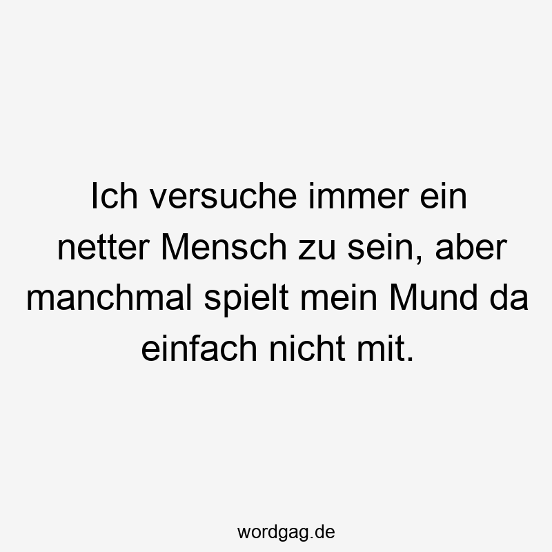 Ich versuche immer ein netter Mensch zu sein, aber manchmal spielt mein Mund da einfach nicht mit.