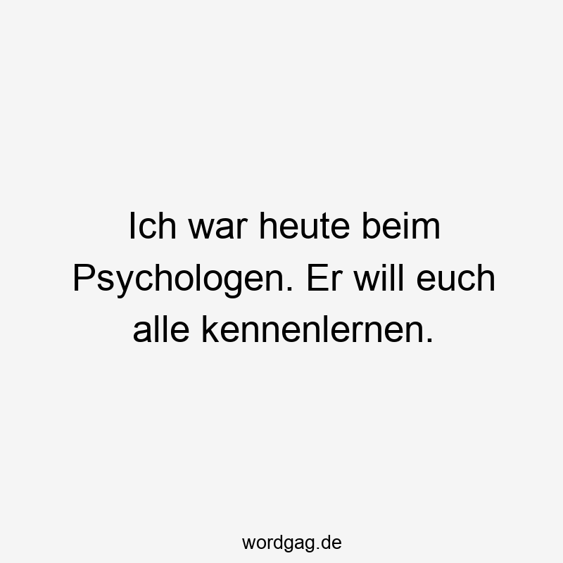 Ich war heute beim Psychologen. Er will euch alle kennenlernen.