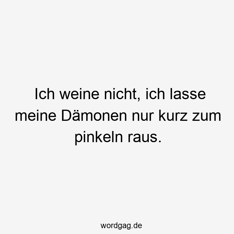 Ich weine nicht, ich lasse meine Dämonen nur kurz zum pinkeln raus.