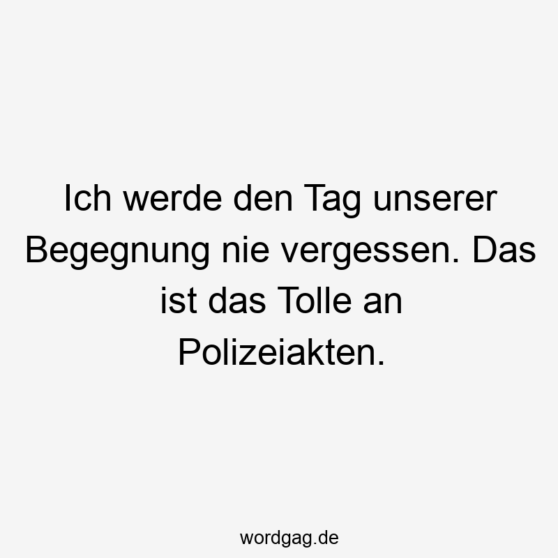 24 Lustige Tolle Sprüche - Ich werde den Tag unserer Begegnung nie vergessen. Das ist das Tolle an Polizeiakten.