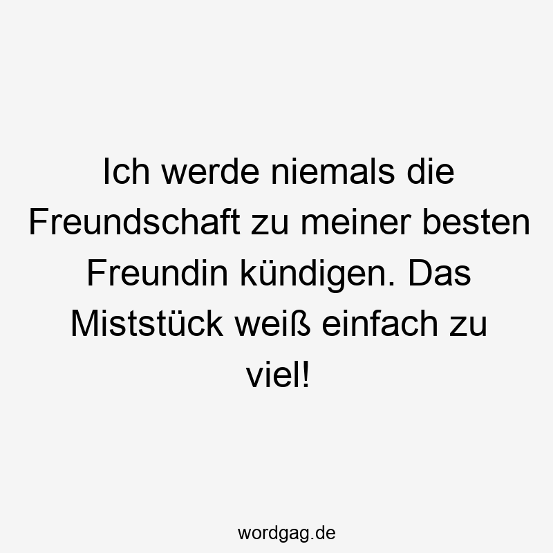 Ich werde niemals die Freundschaft zu meiner besten Freundin kündigen. Das Miststück weiß einfach zu viel!