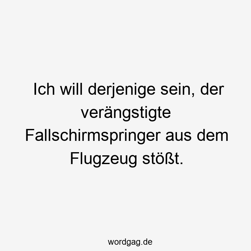 Ich will derjenige sein, der verängstigte Fallschirmspringer aus dem Flugzeug stößt.