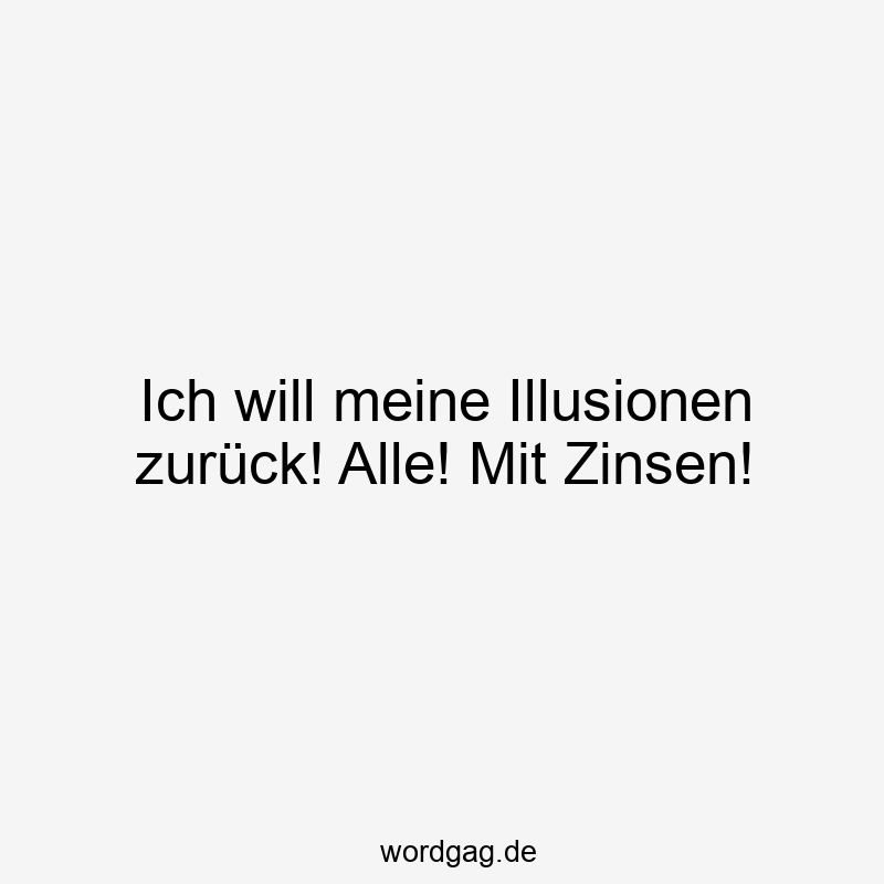 Ich will meine Illusionen zurück! Alle! Mit Zinsen!