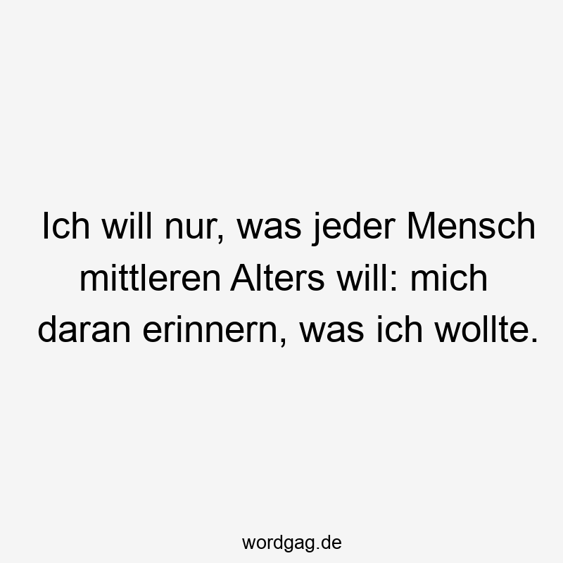 Ich will nur, was jeder Mensch mittleren Alters will: mich daran erinnern, was ich wollte.