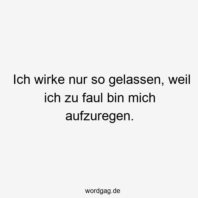 Ich wirke nur so gelassen, weil ich zu faul bin mich aufzuregen.