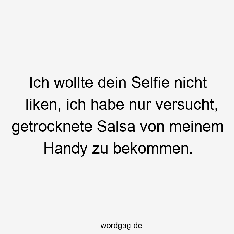 Ich wollte dein Selfie nicht liken, ich habe nur versucht, getrocknete Salsa von meinem Handy zu bekommen.