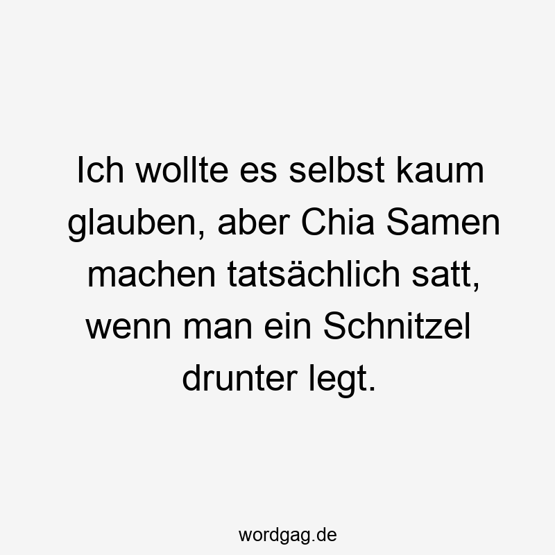 Ich wollte es selbst kaum glauben, aber Chia Samen machen tatsächlich satt, wenn man ein Schnitzel drunter legt.