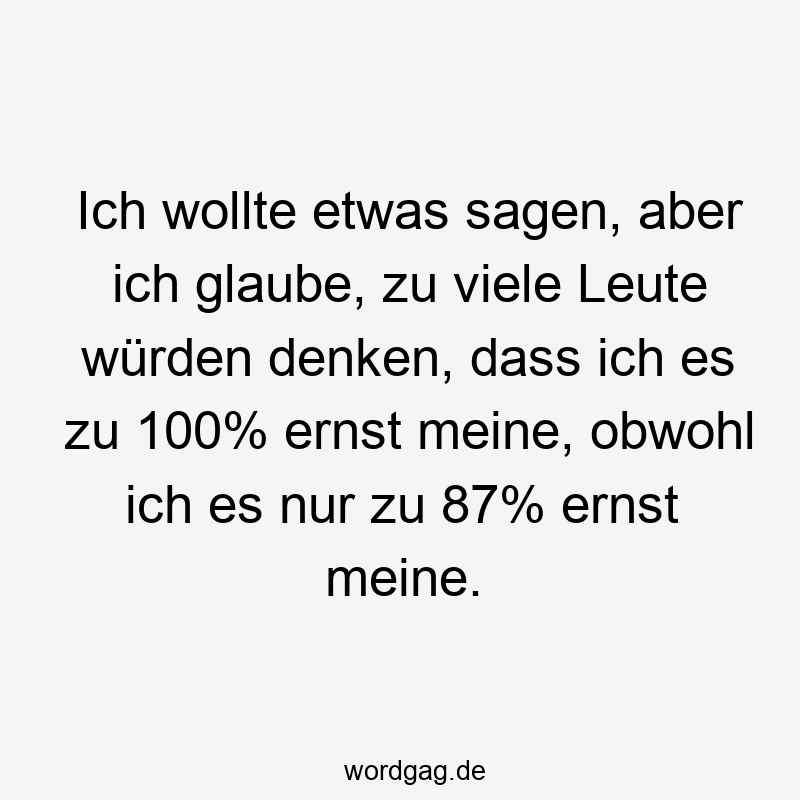 203 Lustige viele Sprüche - Ich wollte etwas sagen, aber ich glaube, zu viele Leute würden denken, dass ich es zu 100% ernst meine, obwohl ich es nur zu 87% ernst meine.
