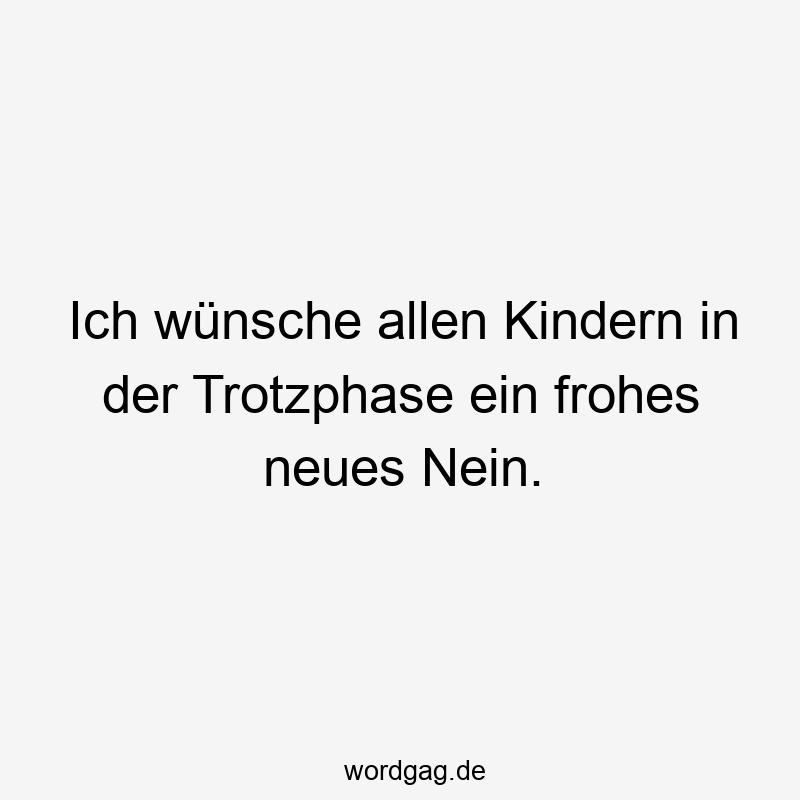 Ich wünsche allen Kindern in der Trotzphase ein frohes neues Nein.