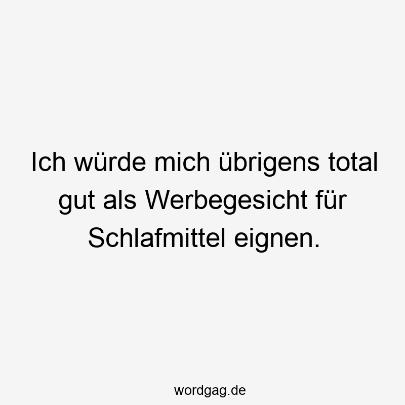 Ich würde mich übrigens total gut als Werbegesicht für Schlafmittel eignen.