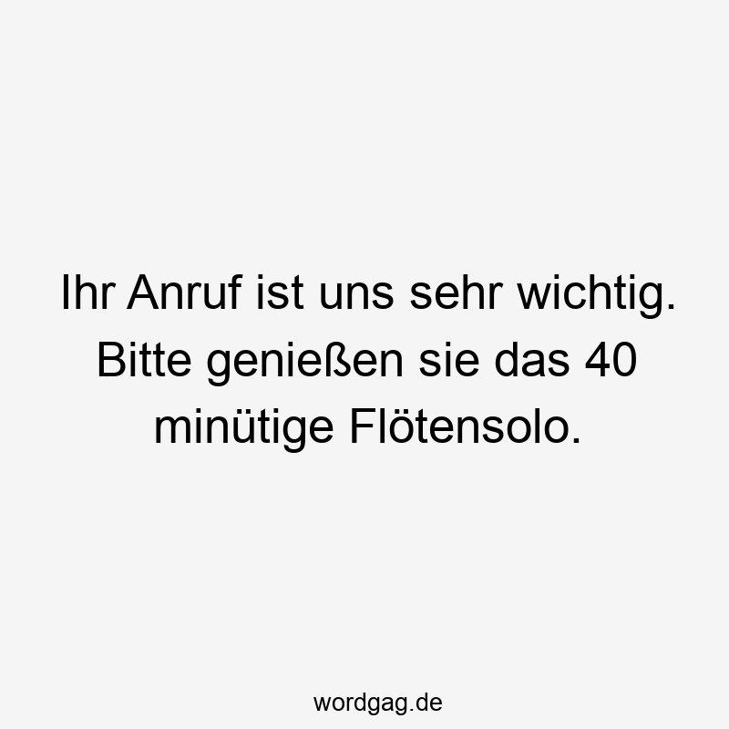 Ihr Anruf ist uns sehr wichtig. Bitte genießen sie das 40 minütige Flötensolo.
