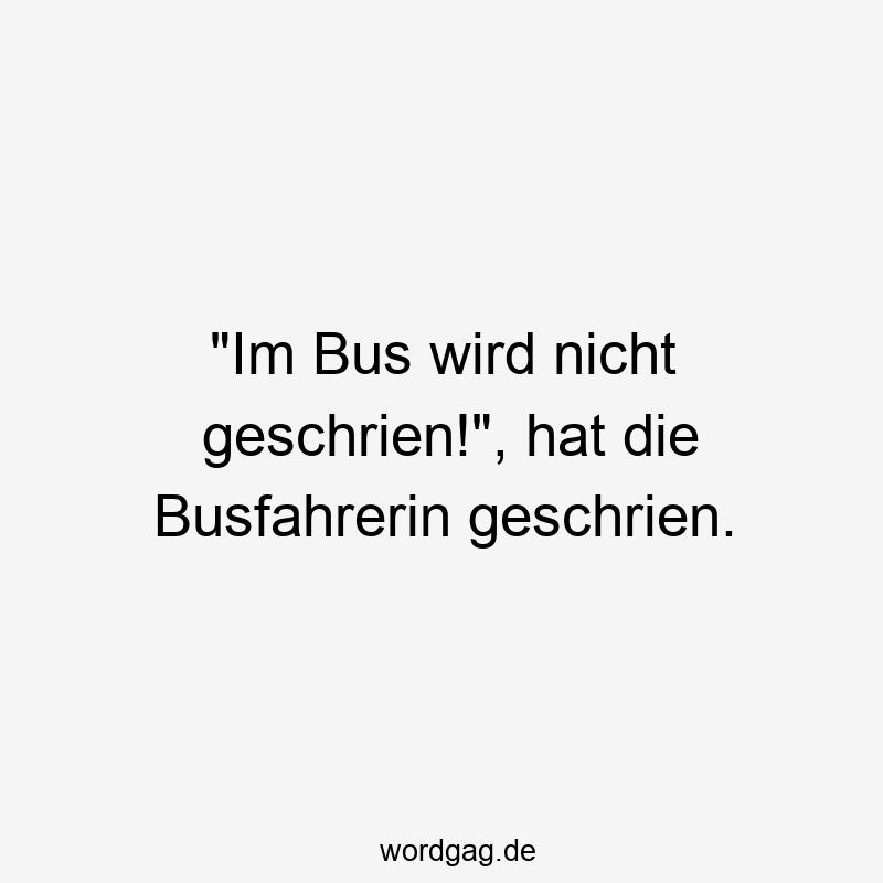 „Im Bus wird nicht geschrien!“, hat die Busfahrerin geschrien.