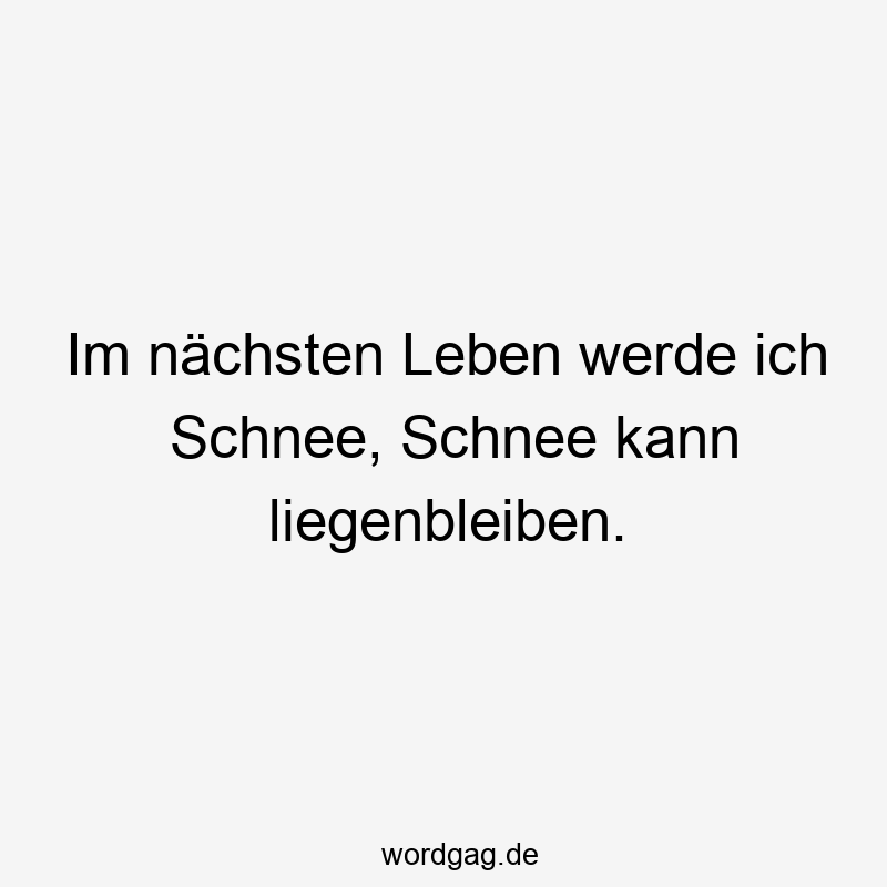 Im nächsten Leben werde ich Schnee, Schnee kann liegenbleiben.