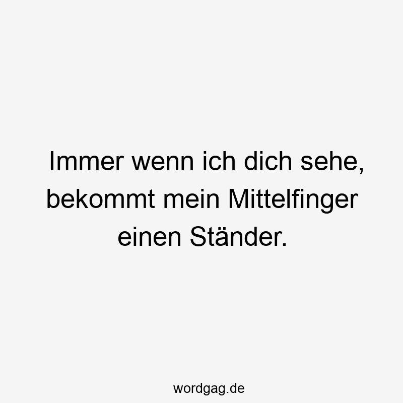 Immer wenn ich dich sehe, bekommt mein Mittelfinger einen Ständer.
