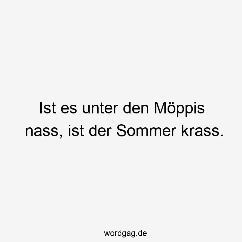 Ist es unter den Möppis nass, ist der Sommer krass.