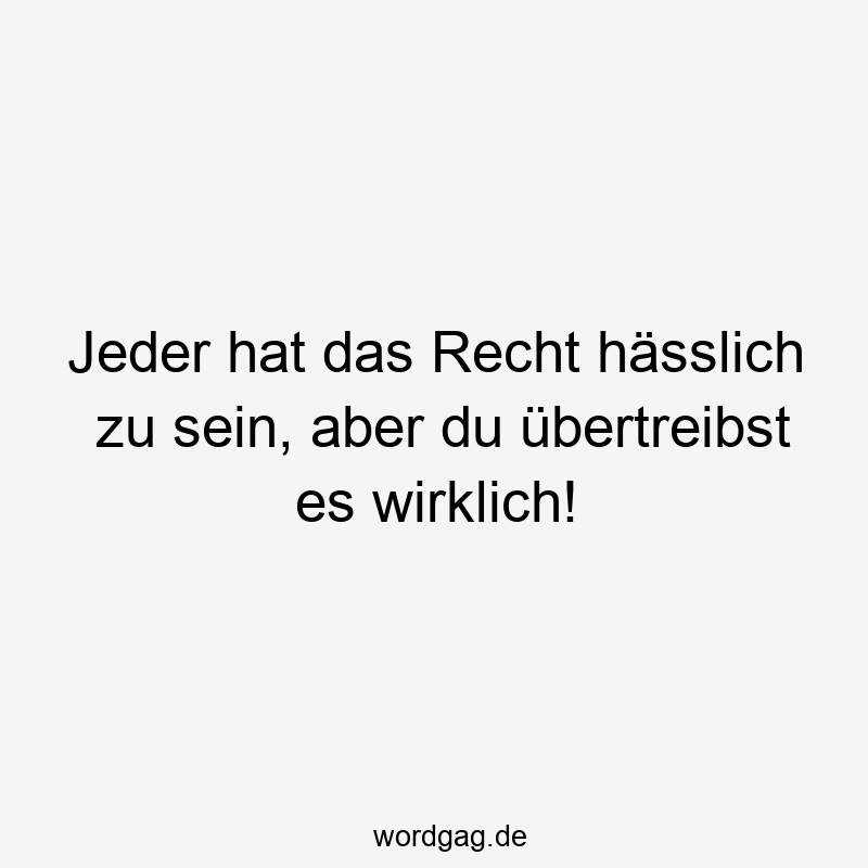 Jeder hat das Recht hässlich zu sein, aber du übertreibst es wirklich!