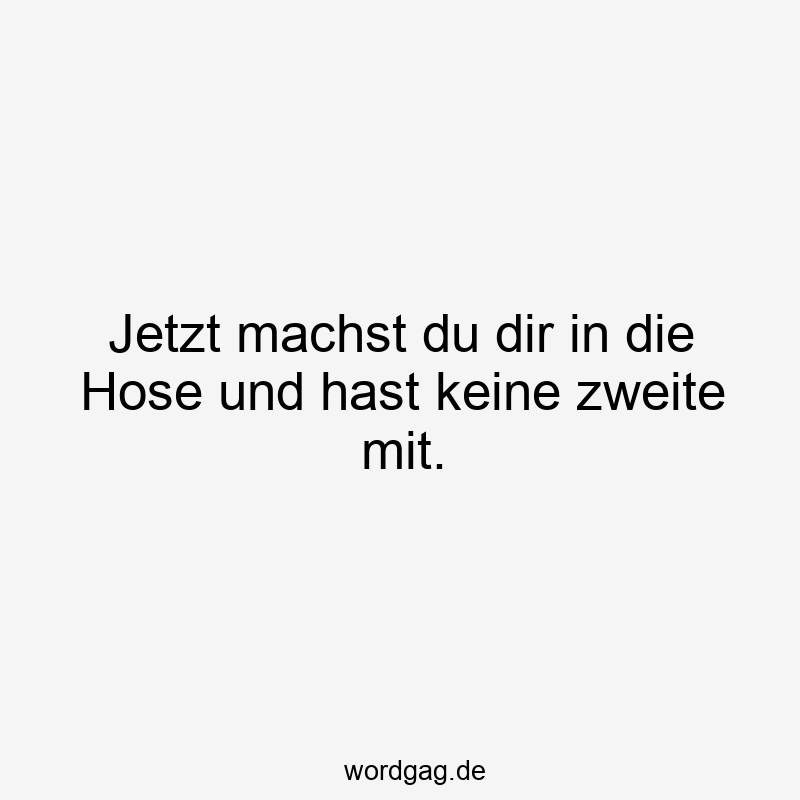 Jetzt machst du dir in die Hose und hast keine zweite mit.