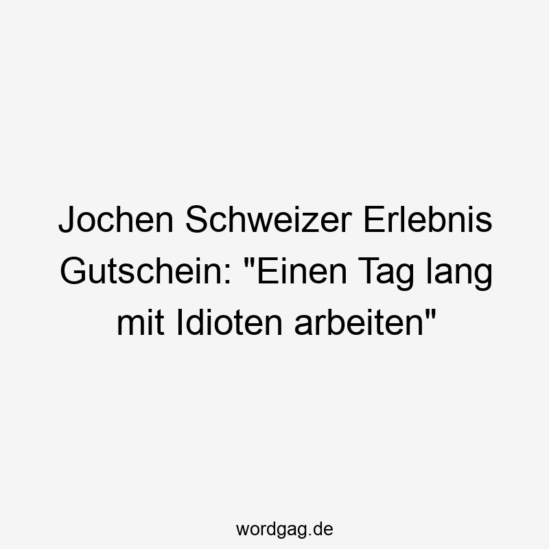 Lustige Sprüche: Jochen Schweizer - Jochen Schweizer Erlebnis Gutschein: „Einen Tag lang mit Idioten arbeiten“