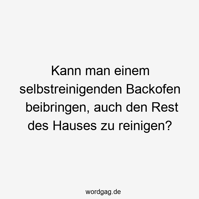 Kann man einem selbstreinigenden Backofen beibringen, auch den Rest des Hauses zu reinigen?