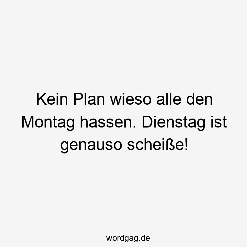 Kein Plan wieso alle den Montag hassen. Dienstag ist genauso scheiße!