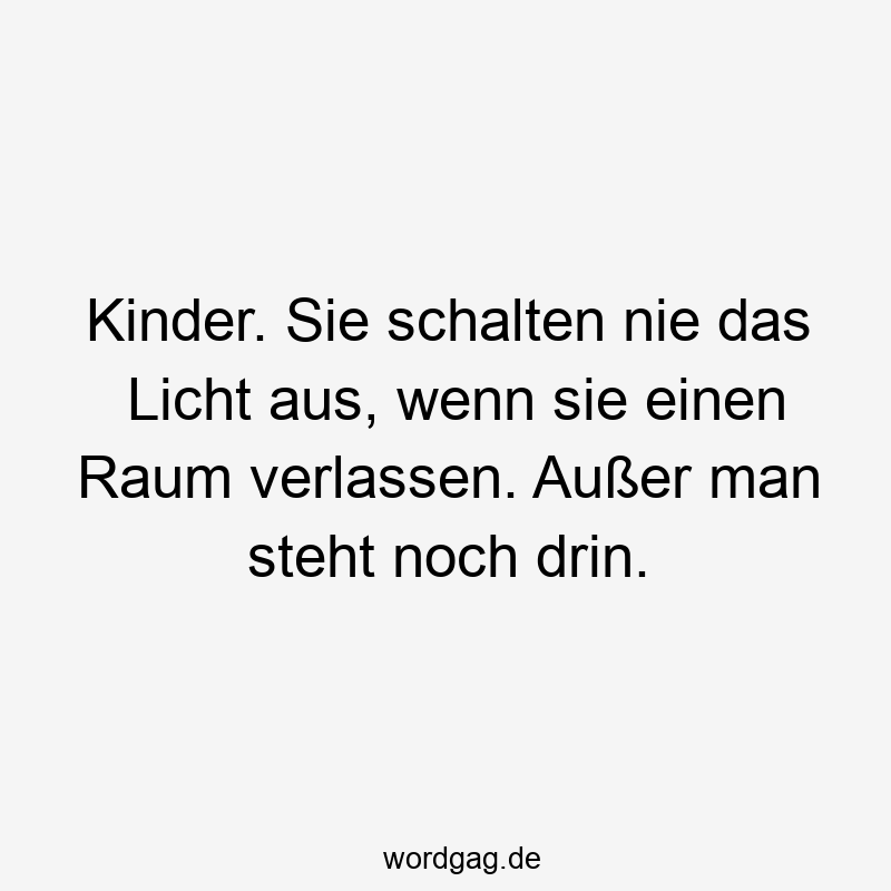 Kinder. Sie schalten nie das Licht aus, wenn sie einen Raum verlassen. Außer man steht noch drin.