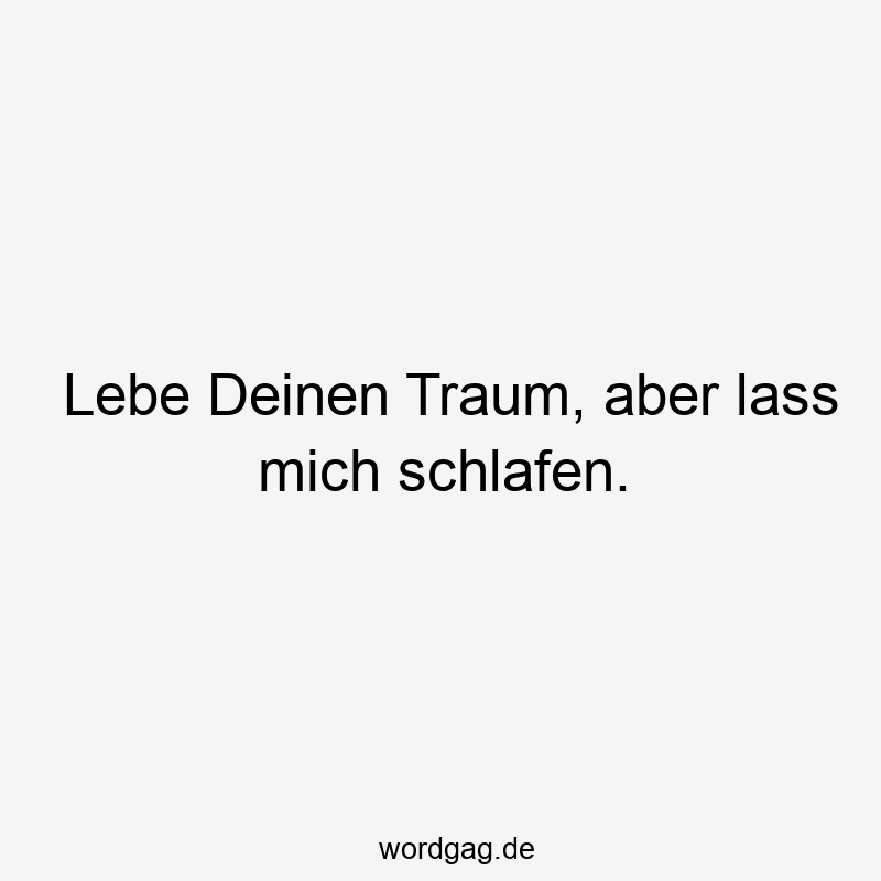 Lebe Deinen Traum, aber lass mich schlafen.