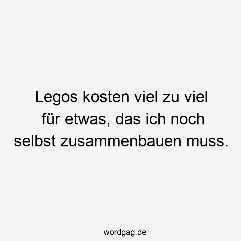 Lustige Sprüche: Spielzeug - Legos kosten viel zu viel für etwas, das ich noch selbst zusammenbauen muss.