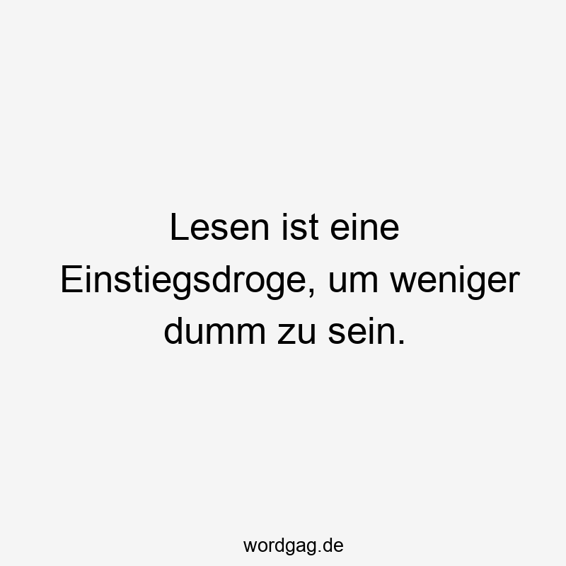 Lesen ist eine Einstiegsdroge, um weniger dumm zu sein.