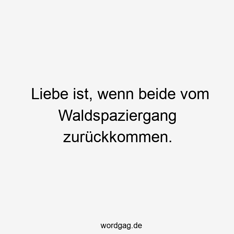 Liebe ist, wenn beide vom Waldspaziergang zurückkommen.