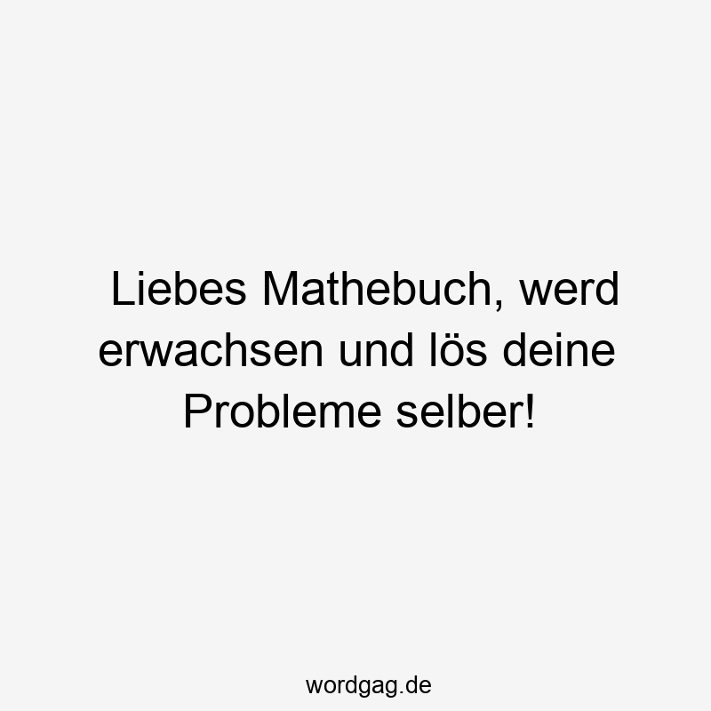 Liebes Mathebuch, werd erwachsen und lös deine Probleme selber!