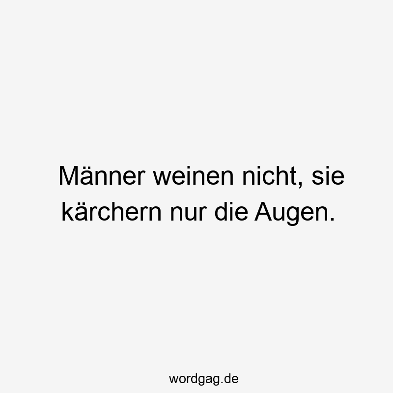 Männer weinen nicht, sie kärchern nur die Augen.