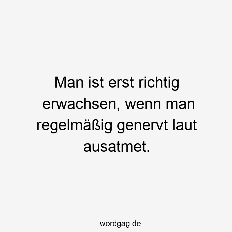 Man ist erst richtig erwachsen, wenn man regelmäßig genervt laut ausatmet.