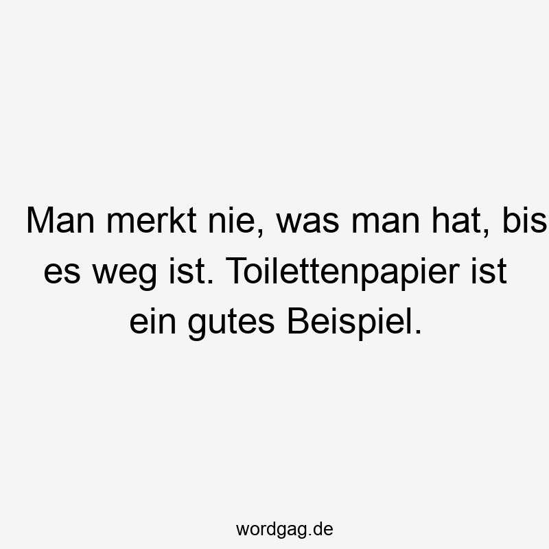 Man merkt nie, was man hat, bis es weg ist. Toilettenpapier ist ein gutes Beispiel.