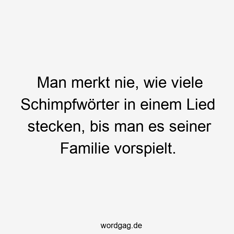 Man merkt nie, wie viele Schimpfwörter in einem Lied stecken, bis man es seiner Familie vorspielt.