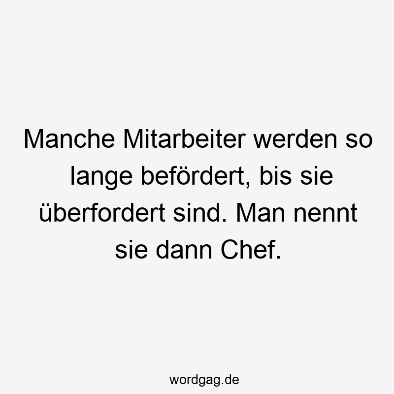 Manche Mitarbeiter werden so lange befördert, bis sie überfordert sind. Man nennt sie dann Chef.