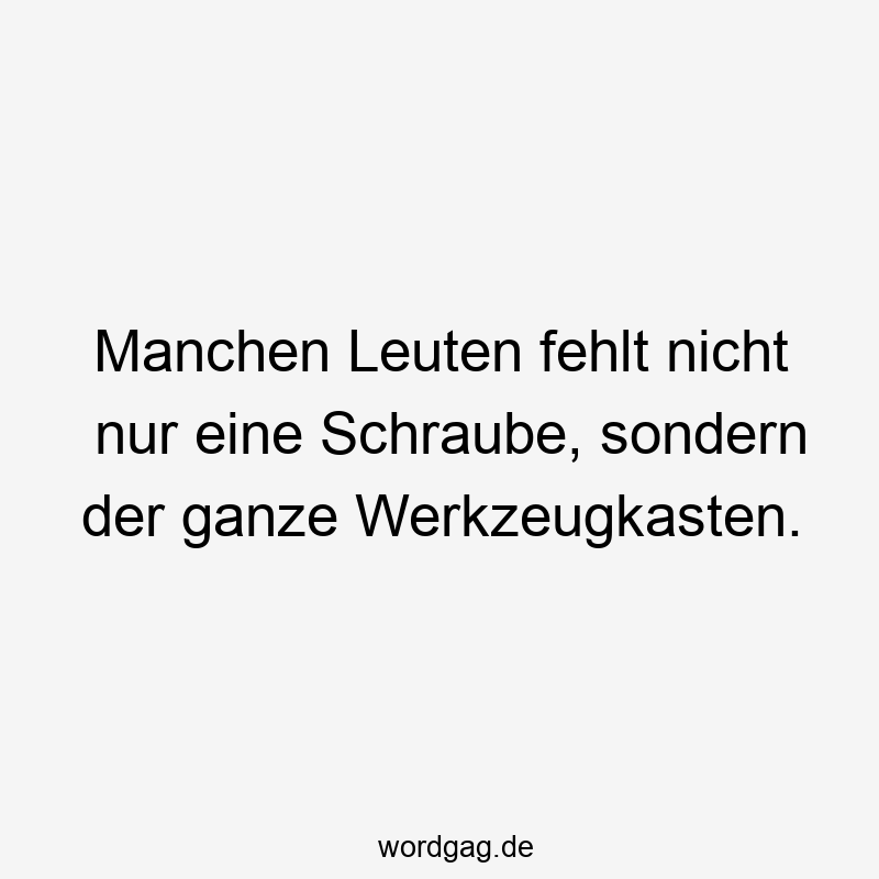 Lustige Sprüche: Schraube - Manchen Leuten fehlt nicht nur eine Schraube, sondern der ganze Werkzeugkasten.