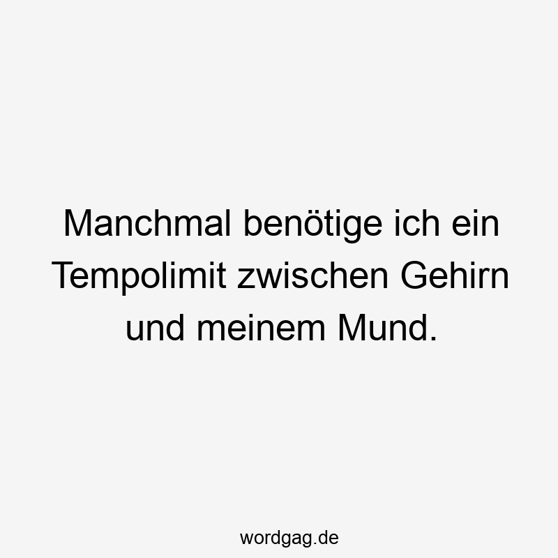 Lustige Sprüche: Tempolimit - Manchmal benötige ich ein Tempolimit zwischen Gehirn und meinem Mund.