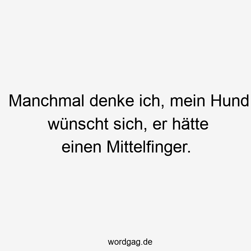 Manchmal denke ich, mein Hund wünscht sich, er hätte einen Mittelfinger.