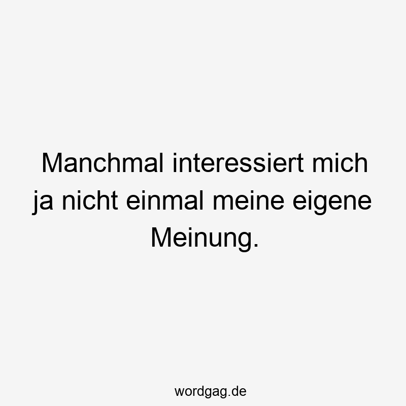 Manchmal interessiert mich ja nicht einmal meine eigene Meinung.