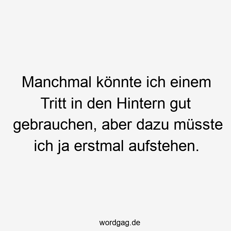 96 Lustige Faul Sprüche - Manchmal könnte ich einem Tritt in den Hintern gut gebrauchen, aber dazu müsste ich ja erstmal aufstehen.