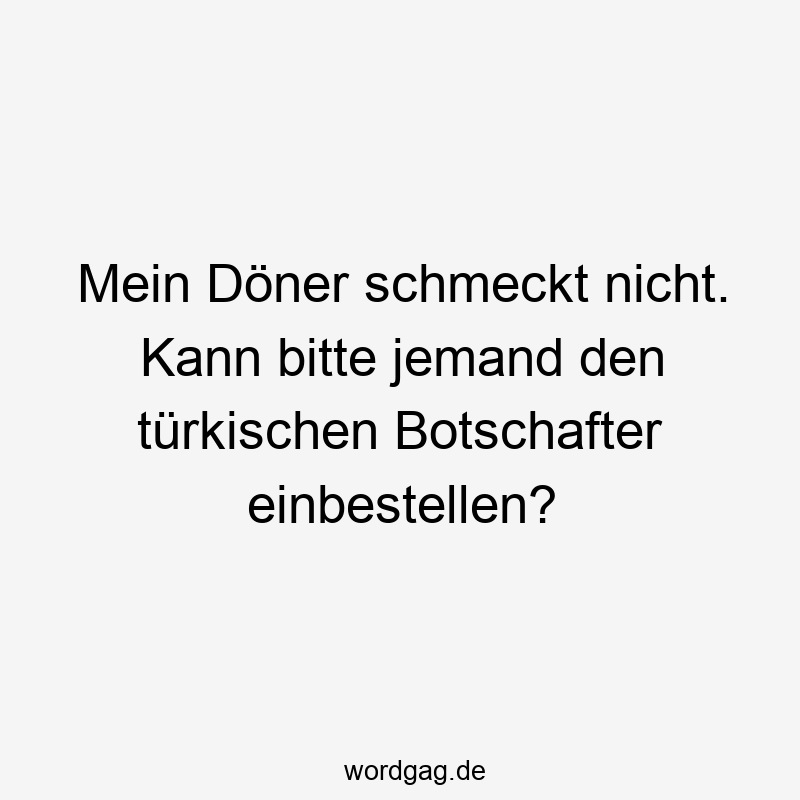 Mein Döner schmeckt nicht. Kann bitte jemand den türkischen Botschafter einbestellen?