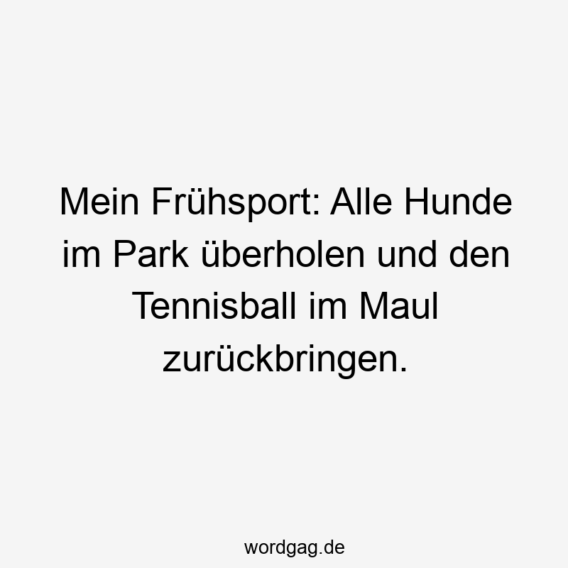 Mein Frühsport: Alle Hunde im Park überholen und den Tennisball im Maul zurückbringen.