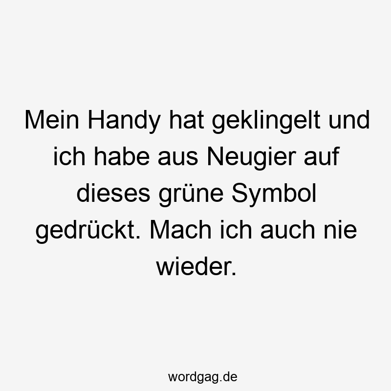 Mein Handy hat geklingelt und ich habe aus Neugier auf dieses grüne Symbol gedrückt. Mach ich auch nie wieder.