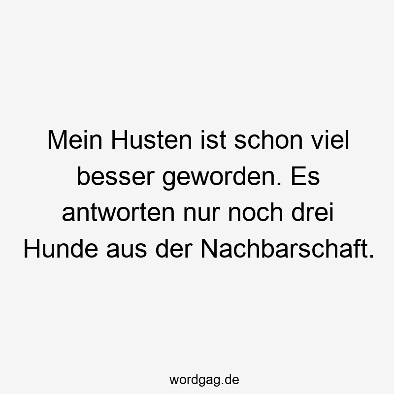 Mein Husten ist schon viel besser geworden. Es antworten nur noch drei Hunde aus der Nachbarschaft.
