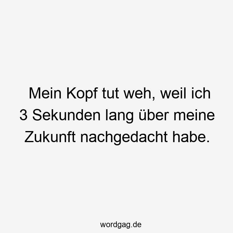 Mein Kopf tut weh, weil ich 3 Sekunden lang über meine Zukunft nachgedacht habe.