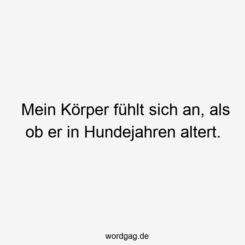 Mein Körper fühlt sich an, als ob er in Hundejahren altert.